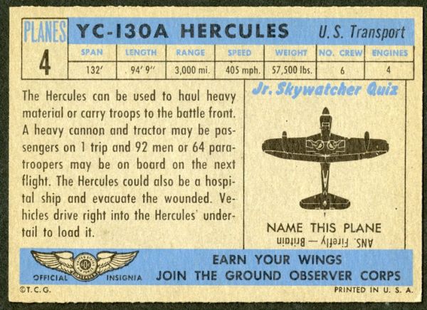1957 Topps R707-2 Planes